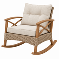 Schaukelstuhl 74 x 95 x 100 cm Holz Beige Naturbraun mit Geflecht und Polsterung