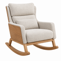 Schaukelstuhl 100 x 75 x 105 cm aus Holz und Textil in Beige mit gepolstertem Sitz