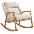 Schaukelstuhl 100 x 70 x 100 cm mit Textilbezug in Creme Holzgestell im skandinavischen Stil