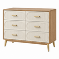 Kommode 120 x 40 x 85 cm Holzwerkstoff Natur Creme Gold mit 6 Schubladen im Retro-Stil