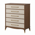 Kommode 90 x 45 x 120 cm Holz Beige Braun mit 5 Schubladen im klassischen Stil