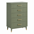 Kommode 80 x 40 x 120 cm Holzwerkstoff Grün mit 5 Schubladen geriffelter Front