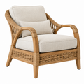 Rattansessel 75 x 82 x 90 cm Naturbraun Beige mit Textilpolsterung im Landhausstil