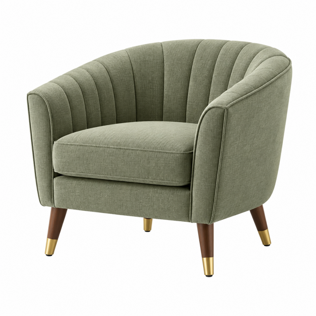 Polstersessel 78 x 76 x 82 cm Grün Stoffbezug mit Holzbeinen - Retro Loungesessel