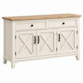 Sideboard 160 x 45 x 90 cm Holz Weiß/Natur Landhausstil mit 2 Schubladen und 4 Türen