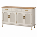 Sideboard 160 x 45 x 90 cm Holzwerkstoff Cremeweiß mit Holzplatte im klassischen Stil