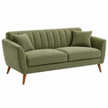 2-Sitzer Sofa 170 cm Olivgrün mit Textilbezug und Holzfüßen im Retro-Stil