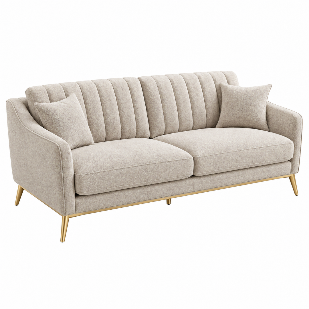 3-Sitzer Sofa 210 cm Creme Stoff gepolstert modern