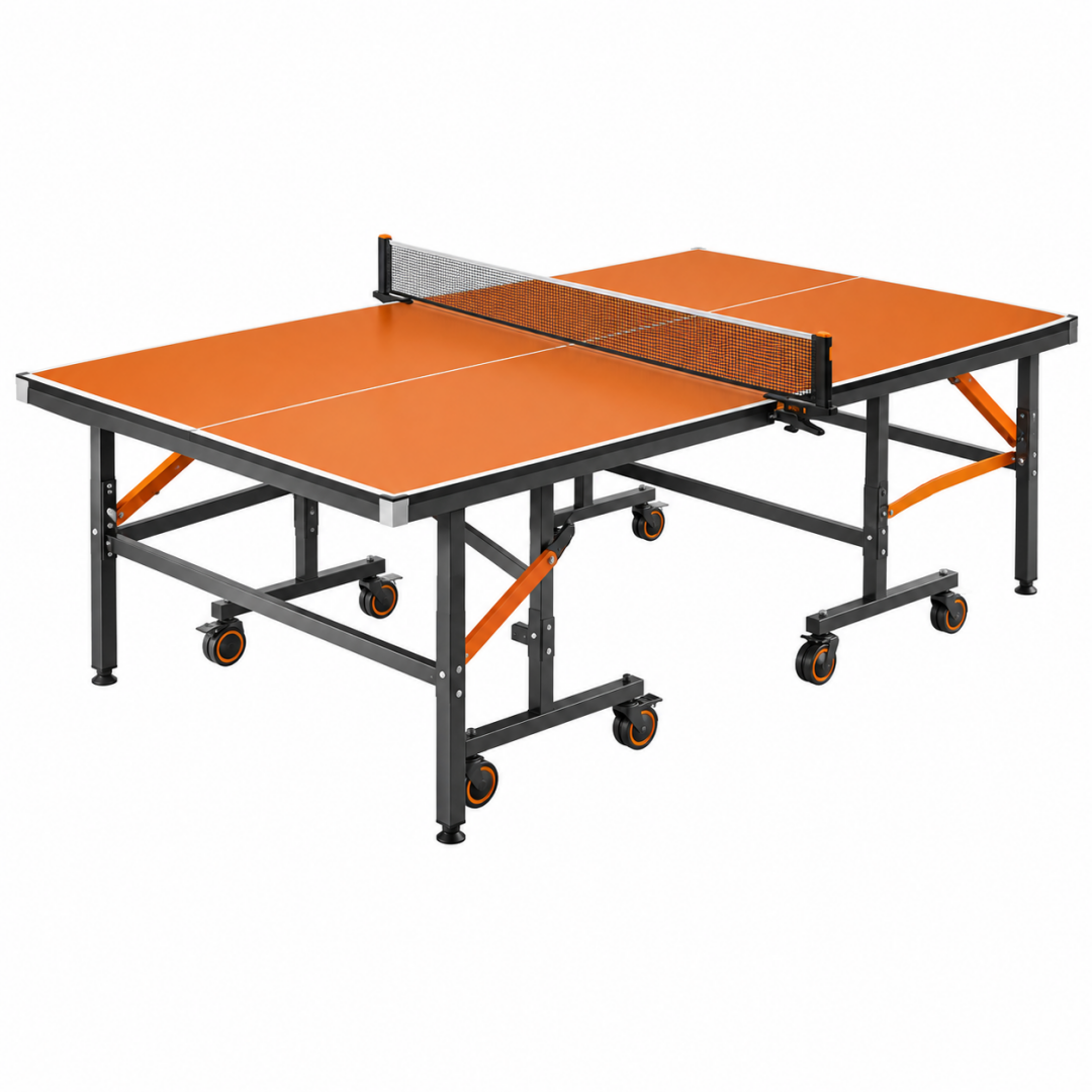 Tischtennisplatte 274 x 152.5 x 76 cm Orange Stahl klappbar mit Rollen
