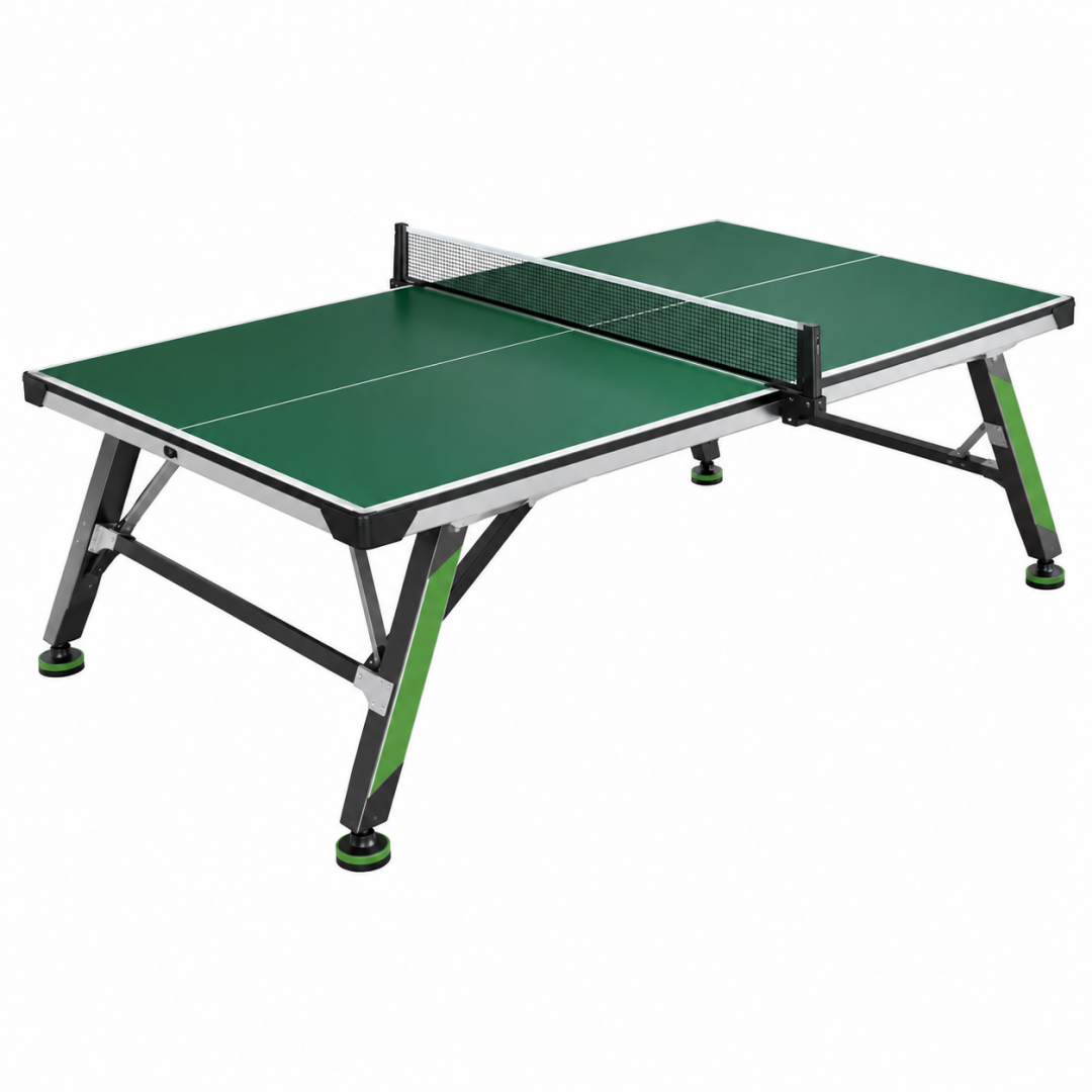 Tischtennistisch 274 x 152.5 x 76 cm Grün Stahlgestell mit Netz für Indoor-Spiel