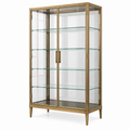 Vitrine 100 x 40 x 180 cm aus Glas und Metall Gold mit 2 Türen für Wohnbereich